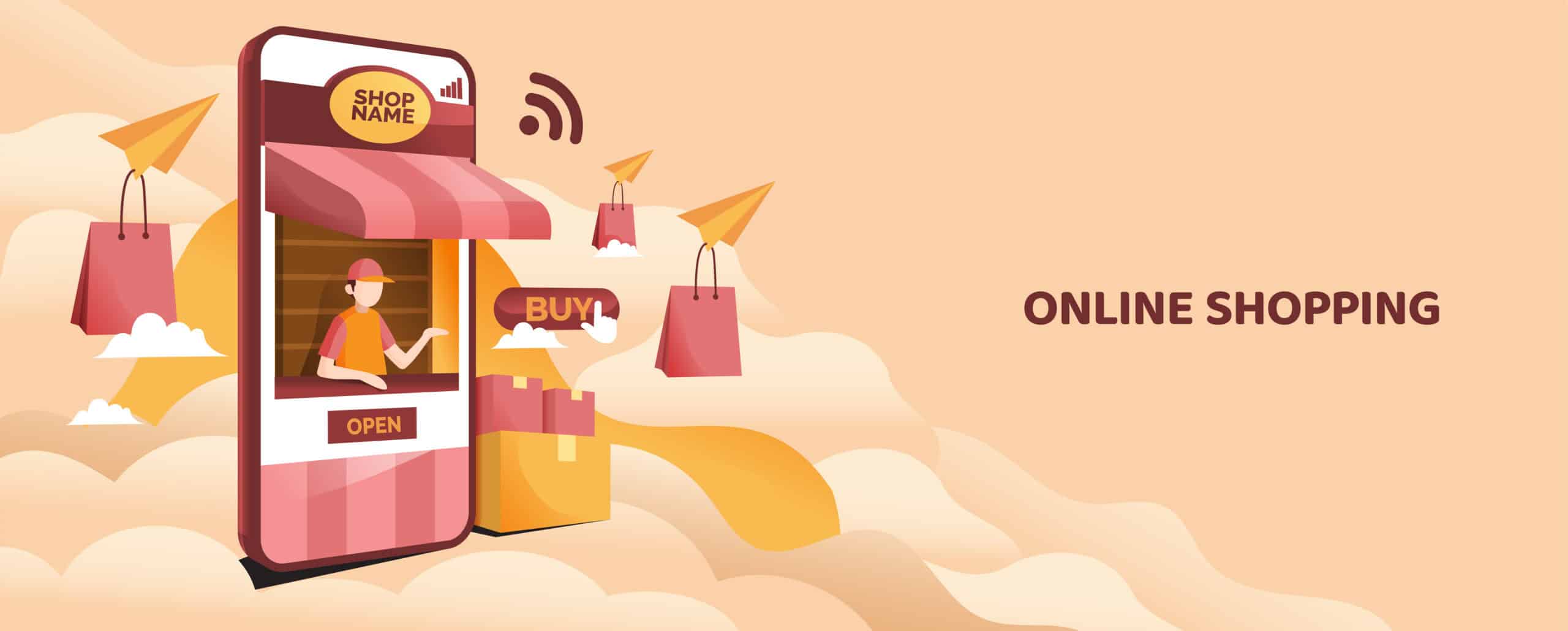 Mobile phone online shop illustration concept