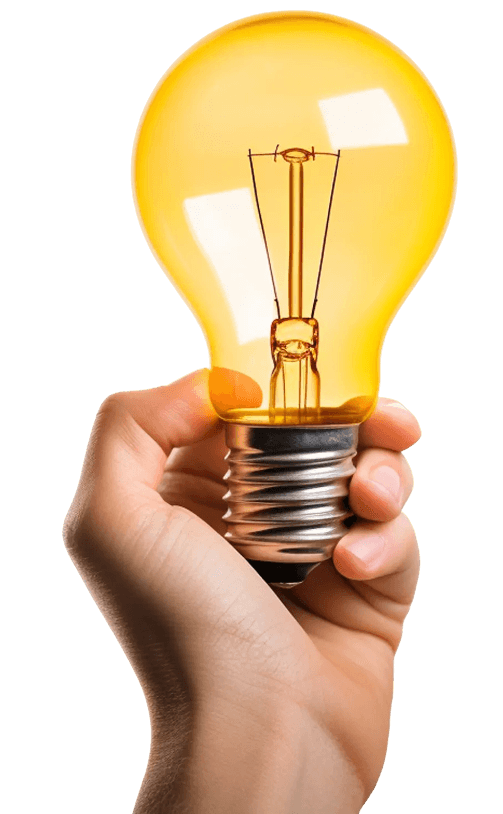 Hand holding a lightbulb