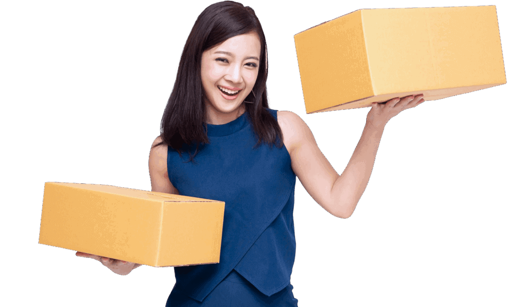 Business owner working with boxes