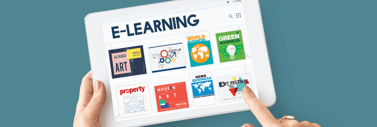 E-learning website on tablet