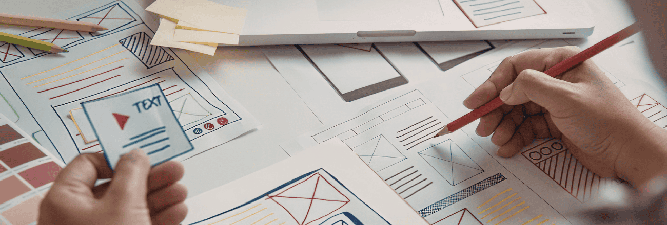 Wireframe sketching and user interface planning process.