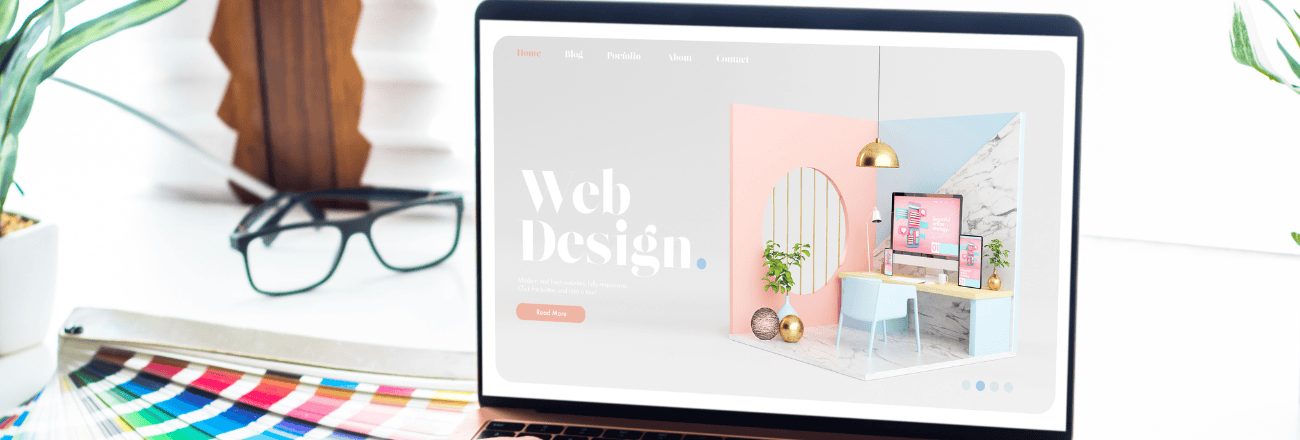 Creative web design showcase on modern laptop display
