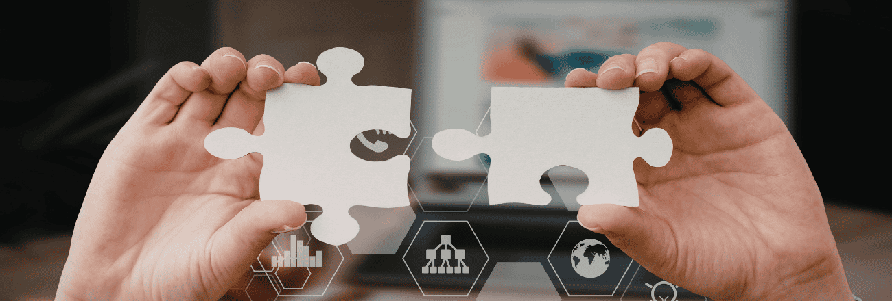 Business problem-solving with teamwork and strategic planning concept