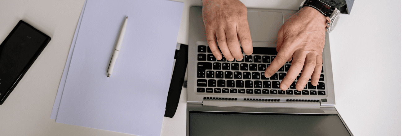 Professional workspace with laptop for web development and website management